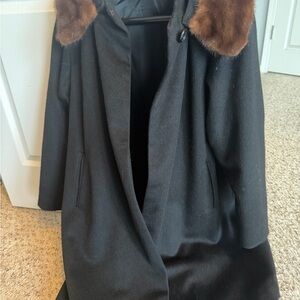 Vintage Wool Coat with Mink collar